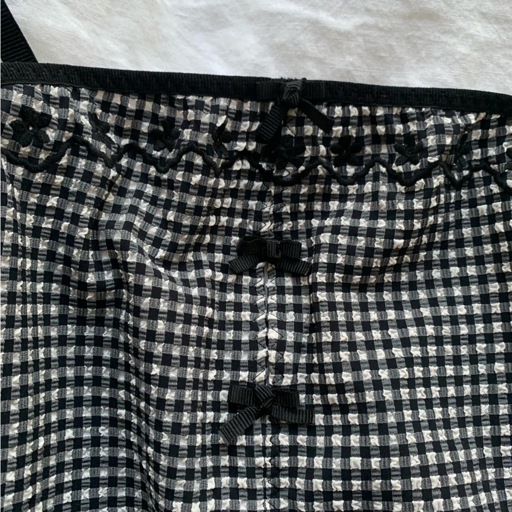 NWT Doen Adrielle Maillot Bow One Piece Swim Suit La Maddalena Gingham Black - Picture 11 of 15
